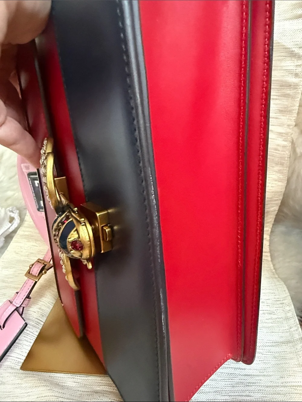 Gucci Tricolor Leather Satchel in Pink, Red, White & Blue